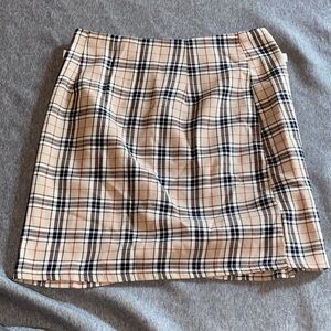 Nasty Gal Checkered Mini Skirt - Beige, Black, Red